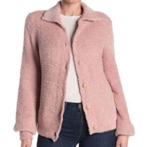 Susina Nordstrom Teddy Fleece Knit Cardigan Pink Small